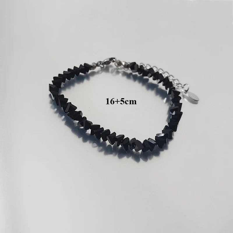 Transparent Crystal Irregular Beaded Bracelet Women‘s Shiny Mulit-cut Pink Glass Chain on the Hand Jewelry Girls Gifts