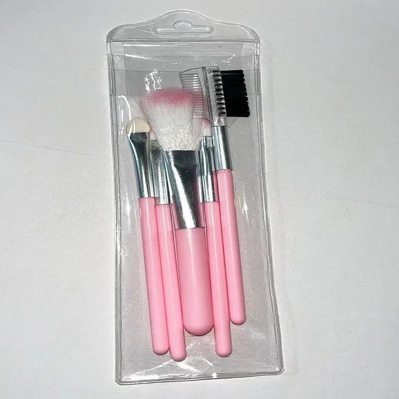 5Pcs Makeup Brushes Sets Portable Mini Cosmetic Brushes Kit Professional Eyeshadow Blush Loose Powder Brushes Beauty Tools