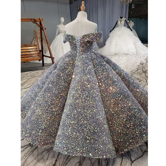 Children's Catwalk Dress Princess Dress New Fluffy Yarn Foreign Style Little Host Piano Performance Sequined Children's Dress