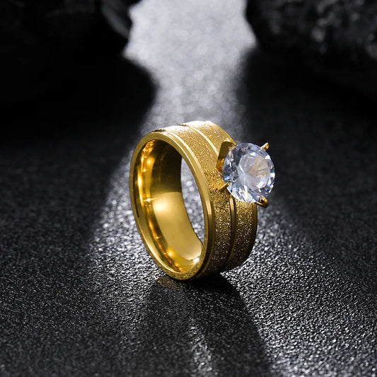 2024 Exquisite Gold Fashion Cube Zirconia Engagement Ring Women's Love Wedding Party Anniversary Celebration Bridal Jewelry Gift