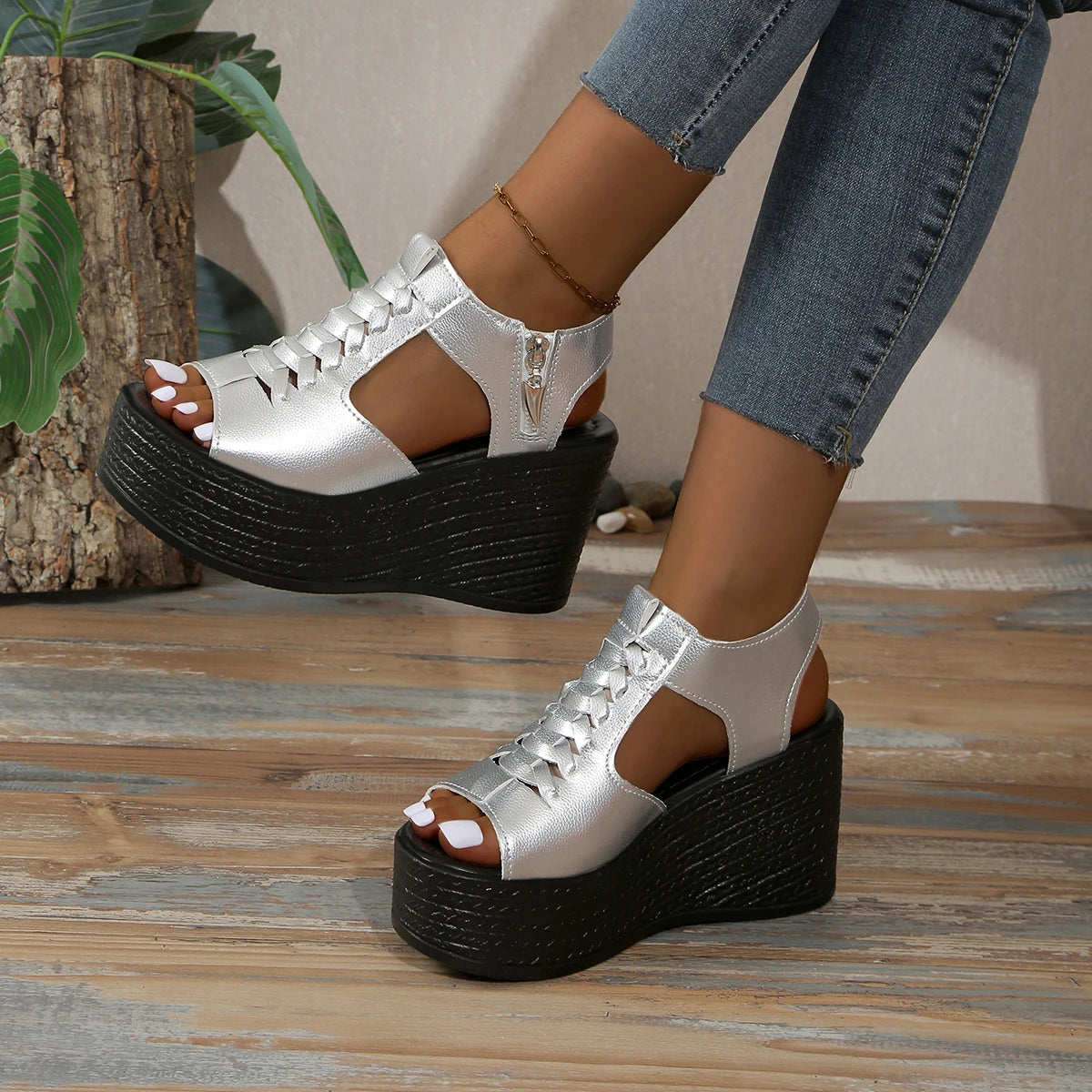 Women Sandals Summer New Wedges Platform Sandals Women Sexy High Heels Shoes Peep Toe Open To Walking Designer Sandals Women