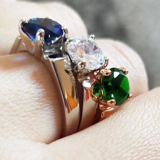 Wedding Engagement Ring For Women 4 Claws Multicolor Optional AAA+Cubic Zirconia Fashion Jewelry Gift For Lover R053 R813