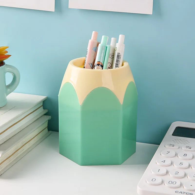 Cute Pencil Holder Desk Organizer Stationery Storage Box Large Mouth Pen Holder Makeup Brush Organizer Box Office Accessories