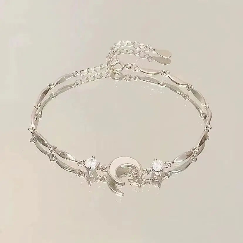 Korean Elegant Cherry Blossom Bow Zircon Bracelet For Women Y2K Sweet Girls Crystal Flowers Bracelets Wedding Party Jewelry Gift