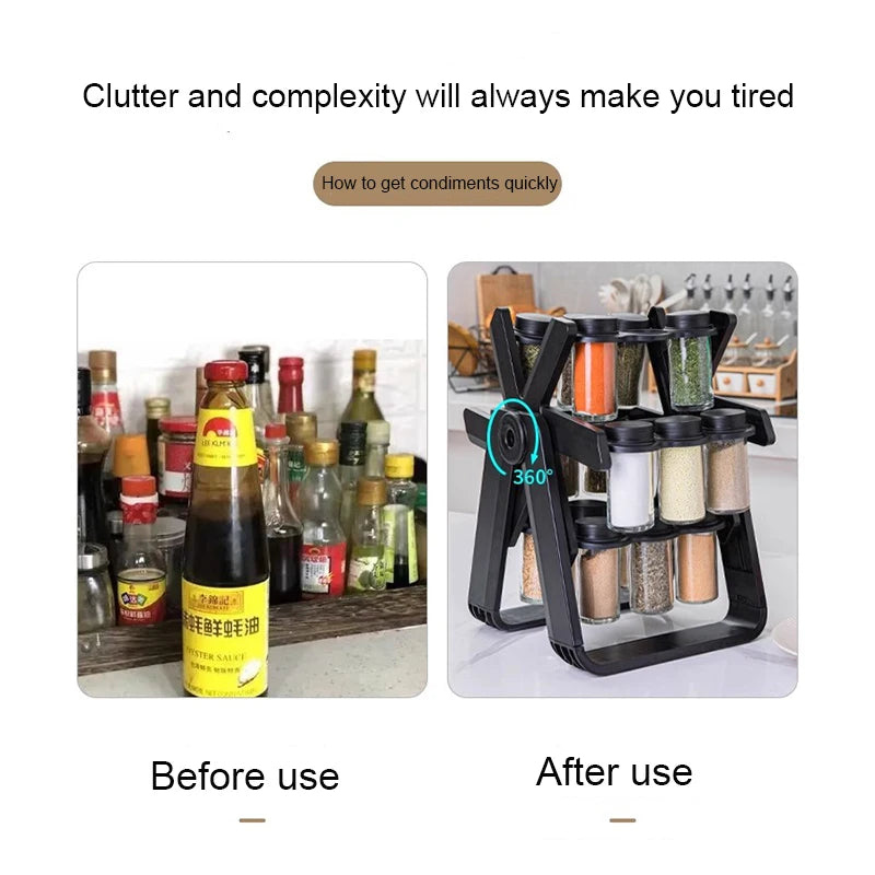 Seasoning Bottle Seasoning Containers Sealed Jar Multifunctional Spice Jar Wheel Plastic Bottle Seasoning Storage Rack Set