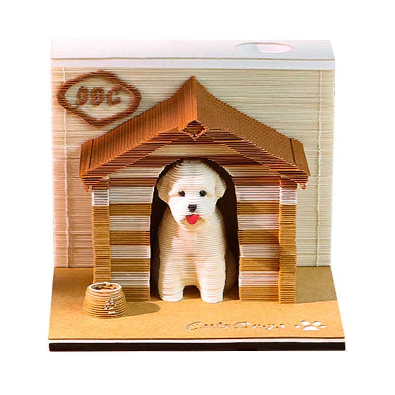 Omoshiroi Block 3D Notepad Cubes 160Sheets Diy House 3D Memo Pad Led Light Sticky Notes Paper Notes Stationery Christmas Gifts