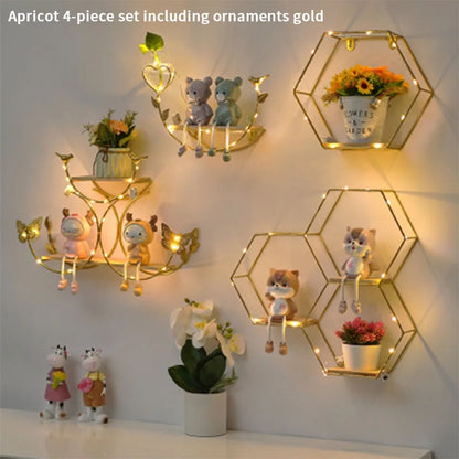 Nordic Creative Non Perforated Decorative Pendant Wall Decoration Living Room Milk Tea Shop Hydroponic Wall Hanging Wall Shelf