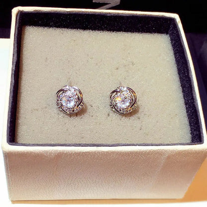 Top Quality Bling AAA Zircon Earrings Exquisite Cycle Round Buckle Earring Temperament Wedding Charm Luxury Romantic Jewelry