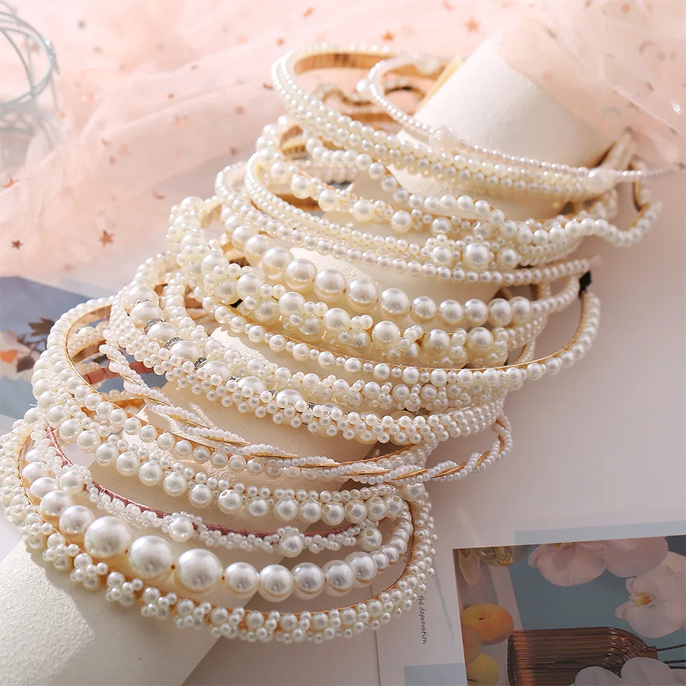 Yobest Fashion 2024 New Elegant Full Pearls Hairbands for Women Sweet Headband Hair Bundle Lady Hair Hoops Accessories