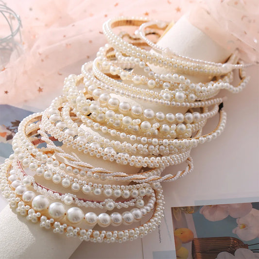 Yobest Fashion 2024 New Elegant Full Pearls Hairbands for Women Sweet Headband Hair Bundle Lady Hair Hoops Accessories