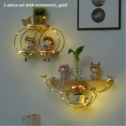 Nordic Creative Non Perforated Decorative Pendant Wall Decoration Living Room Milk Tea Shop Hydroponic Wall Hanging Wall Shelf
