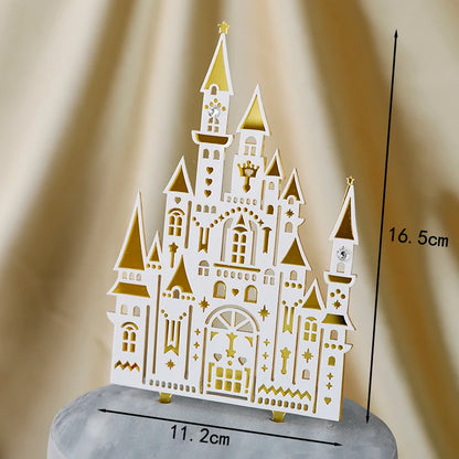 Princess Prince Castle Happy Birthday Decoration Home Dinner Baking Cupcake Cake Topper Cake Flags Event Pary Supplies Love Gift