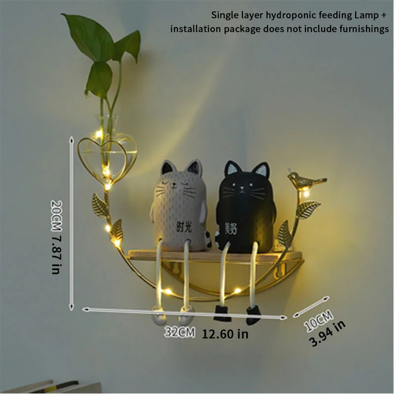 Nordic Creative Non Perforated Decorative Pendant Wall Decoration Living Room Milk Tea Shop Hydroponic Wall Hanging Wall Shelf