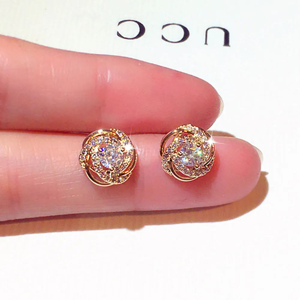 Top Quality Bling AAA Zircon Earrings Exquisite Cycle Round Buckle Earring Temperament Wedding Charm Luxury Romantic Jewelry
