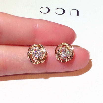 Top Quality Bling AAA Zircon Earrings Exquisite Cycle Round Buckle Earring Temperament Wedding Charm Luxury Romantic Jewelry