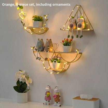 Nordic Creative Non Perforated Decorative Pendant Wall Decoration Living Room Milk Tea Shop Hydroponic Wall Hanging Wall Shelf