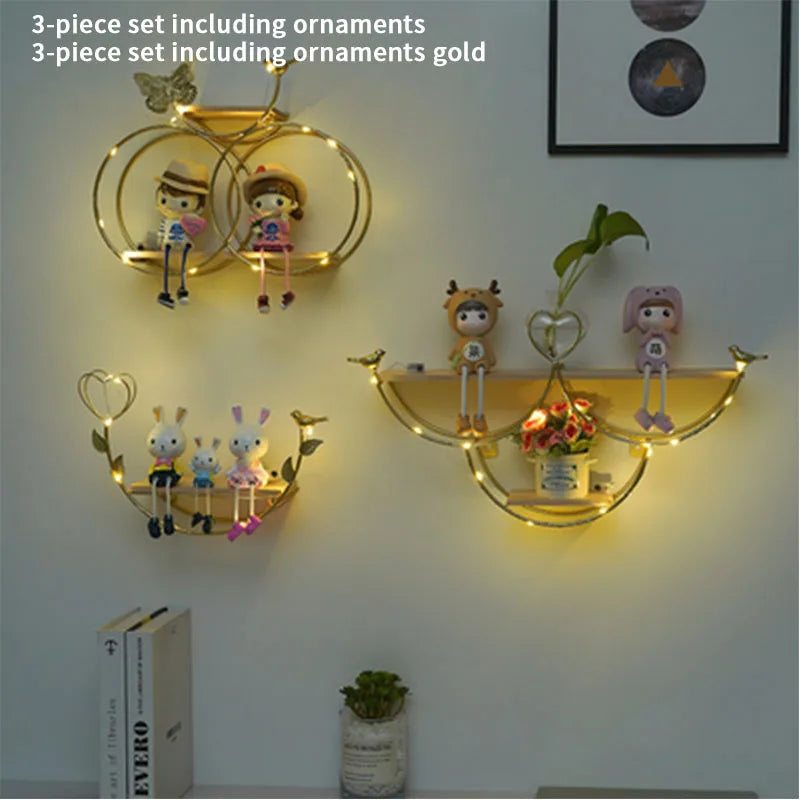 Nordic Creative Non Perforated Decorative Pendant Wall Decoration Living Room Milk Tea Shop Hydroponic Wall Hanging Wall Shelf