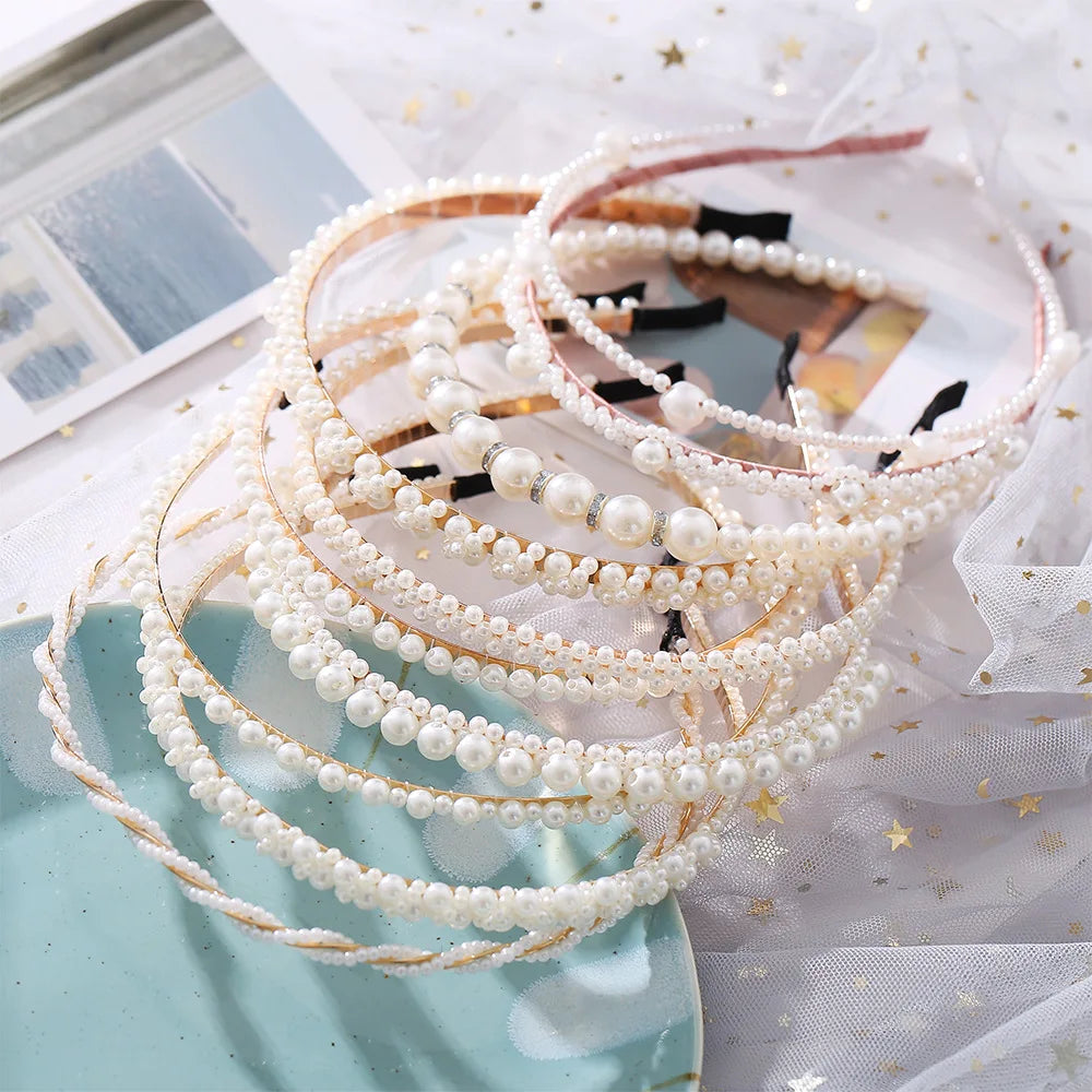 Yobest Fashion 2024 New Elegant Full Pearls Hairbands for Women Sweet Headband Hair Bundle Lady Hair Hoops Accessories