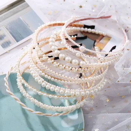 Yobest Fashion 2024 New Elegant Full Pearls Hairbands for Women Sweet Headband Hair Bundle Lady Hair Hoops Accessories