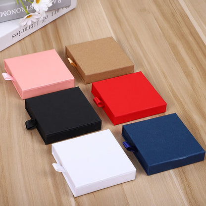 1Pc Thick Kraft Paper Drawer Jewelry Box With Sponge Greet Card for Necklace Bracelet Ring Gift Box Jewelry Packaging Box Joyero