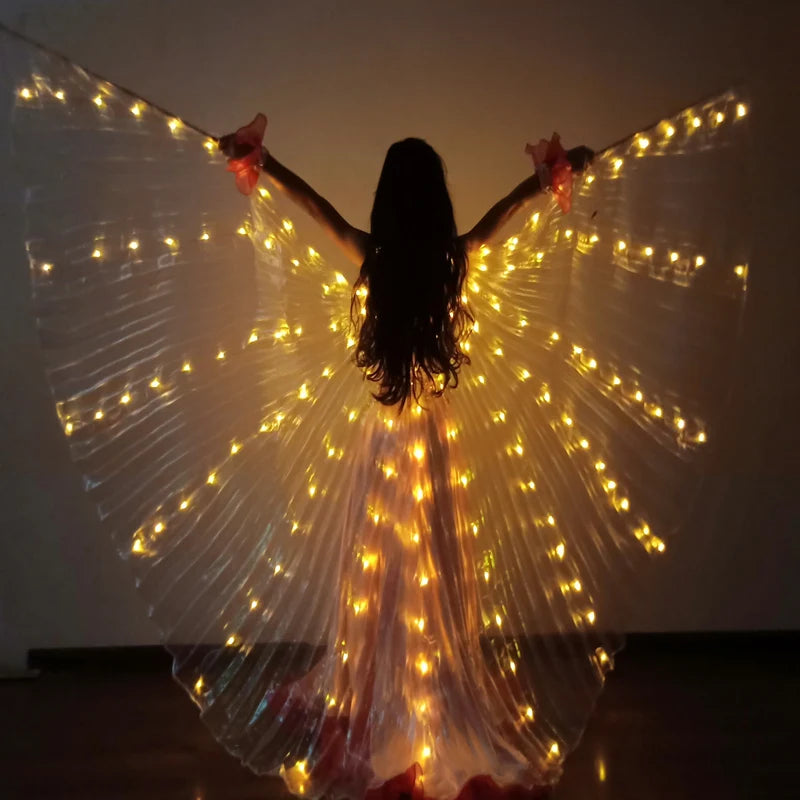 Ruoru Child Dancer LED Performance Fluorescent Butterfly Wings kids led Belly Dance isis wings Bellydance Carnival Led Costumes