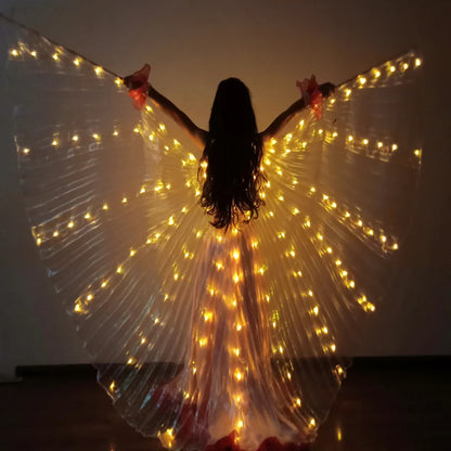 Ruoru Child Dancer LED Performance Fluorescent Butterfly Wings kids led Belly Dance isis wings Bellydance Carnival Led Costumes