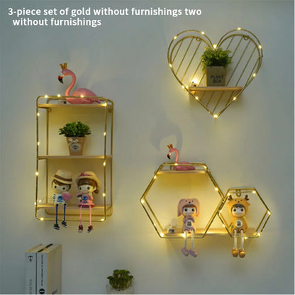 Nordic Creative Non Perforated Decorative Pendant Wall Decoration Living Room Milk Tea Shop Hydroponic Wall Hanging Wall Shelf