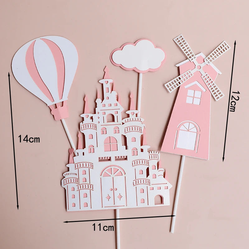 Princess Prince Castle Happy Birthday Decoration Home Dinner Baking Cupcake Cake Topper Cake Flags Event Pary Supplies Love Gift