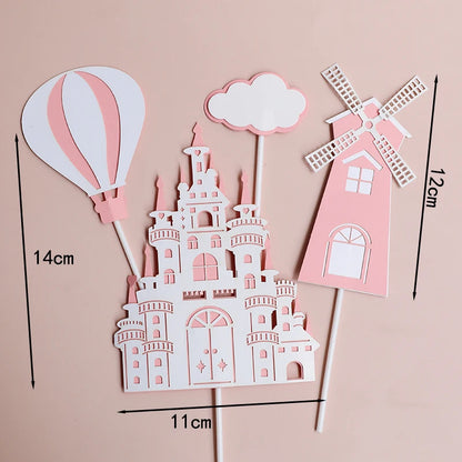 Princess Prince Castle Happy Birthday Decoration Home Dinner Baking Cupcake Cake Topper Cake Flags Event Pary Supplies Love Gift