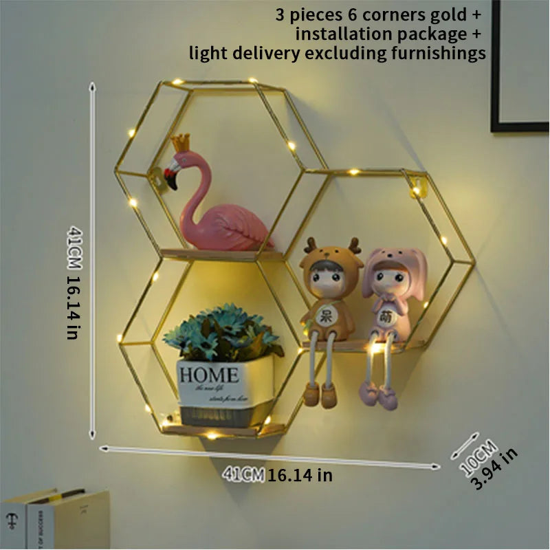 Nordic Creative Non Perforated Decorative Pendant Wall Decoration Living Room Milk Tea Shop Hydroponic Wall Hanging Wall Shelf