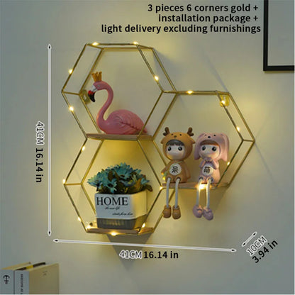 Nordic Creative Non Perforated Decorative Pendant Wall Decoration Living Room Milk Tea Shop Hydroponic Wall Hanging Wall Shelf
