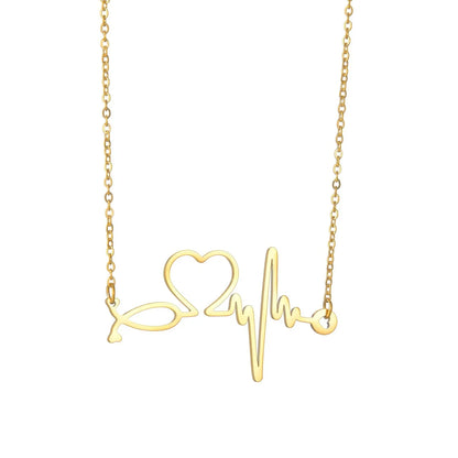 Heartbeat Necklace Women Love Heart Necklaces & Pendants Medical Nurse Doctor Lover Gifts Stainless Steel Jewelry