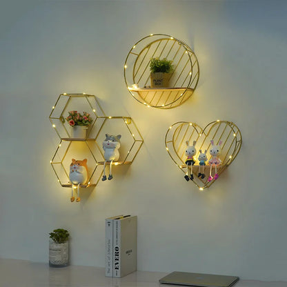 Nordic Creative Non Perforated Decorative Pendant Wall Decoration Living Room Milk Tea Shop Hydroponic Wall Hanging Wall Shelf