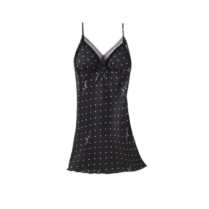 Pajamas Suit Women Sexy Pyjamas Print Polka Dot Sleepwear Loose Nightwear Satin Intimate Lingerie Casual Shirt&Pants Sets