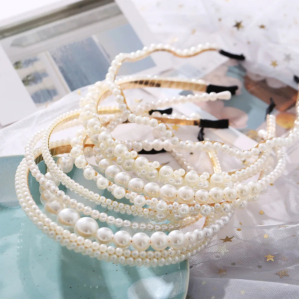 Yobest Fashion 2024 New Elegant Full Pearls Hairbands for Women Sweet Headband Hair Bundle Lady Hair Hoops Accessories