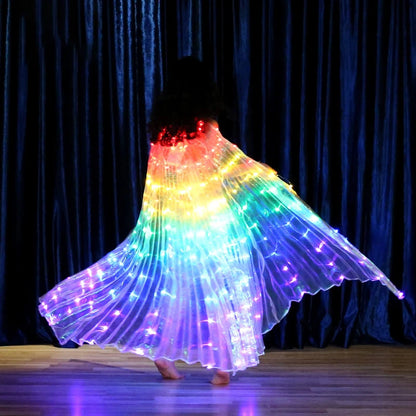 Ruoru Child Dancer LED Performance Fluorescent Butterfly Wings kids led Belly Dance isis wings Bellydance Carnival Led Costumes