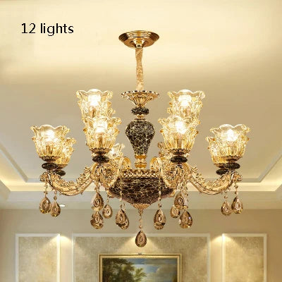 French Luxury Crystals Chandelier Living Room Bedroom Lamps Atmosphere Minimalist Ceramic Bedroom Crystal Lamp Villa Light Stair
