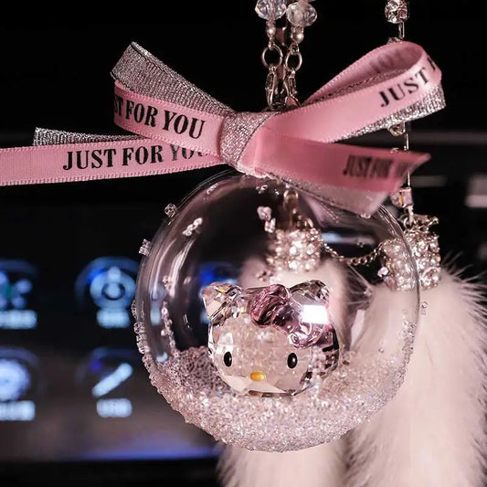 Crystal Cat Ball Figurine Glass Animal Ornament Car Auto Fashion Pendant Home Wedding Garden Decor Christmas Gift
