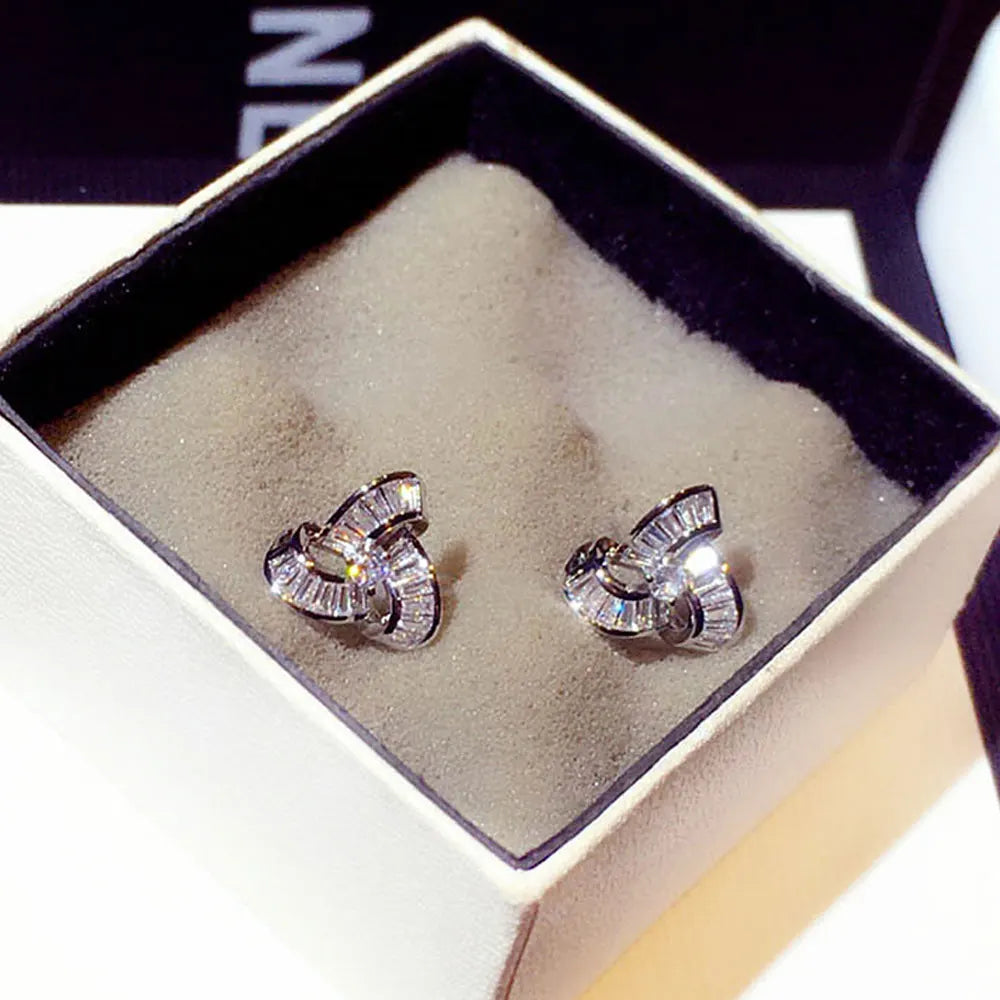 Top Quality Bling AAA Zircon Earrings Exquisite Cycle Round Buckle Earring Temperament Wedding Charm Luxury Romantic Jewelry