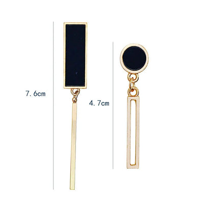 New Asymmetric Women's Black Hanging Earrings Hollow Crystal Drop Earrings Rock Geometric Statement Dangle Earrings aretes