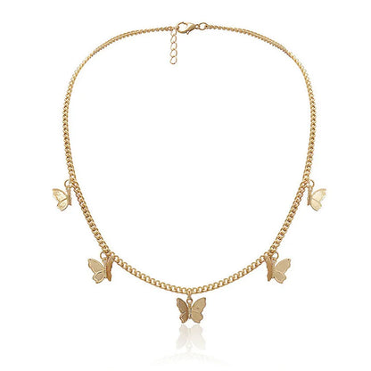 Crystal Butterfly Pendants Women Chokers Personality Gold Color Hollow Chain Choker Necklaces for Ladies Punk Collar jewellery