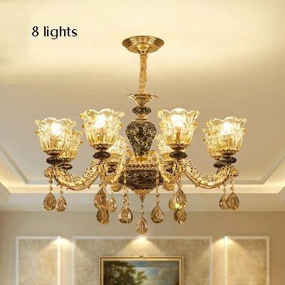 French Luxury Crystals Chandelier Living Room Bedroom Lamps Atmosphere Minimalist Ceramic Bedroom Crystal Lamp Villa Light Stair