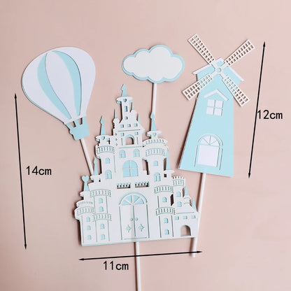 Princess Prince Castle Happy Birthday Decoration Home Dinner Baking Cupcake Cake Topper Cake Flags Event Pary Supplies Love Gift
