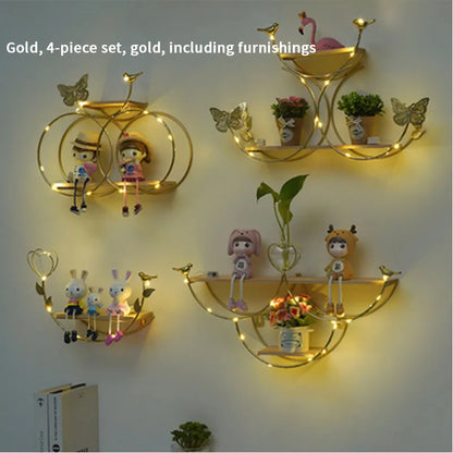 Nordic Creative Non Perforated Decorative Pendant Wall Decoration Living Room Milk Tea Shop Hydroponic Wall Hanging Wall Shelf