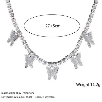 Crystal Butterfly Pendants Women Chokers Personality Gold Color Hollow Chain Choker Necklaces for Ladies Punk Collar jewellery