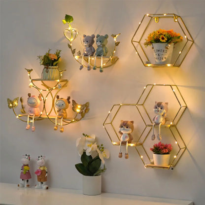 Nordic Creative Non Perforated Decorative Pendant Wall Decoration Living Room Milk Tea Shop Hydroponic Wall Hanging Wall Shelf
