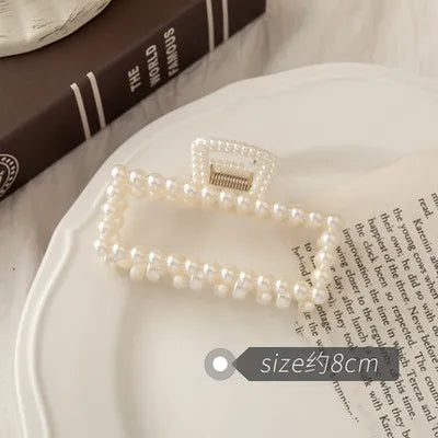 2021 New Fashion Exquisite Medium Small Pearl Geometric Hairpin Hair Crab Hair Claws Women Girl Hair Accessories Headwear