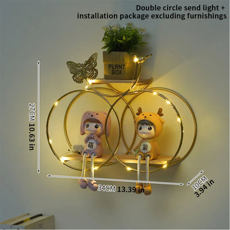 Nordic Creative Non Perforated Decorative Pendant Wall Decoration Living Room Milk Tea Shop Hydroponic Wall Hanging Wall Shelf