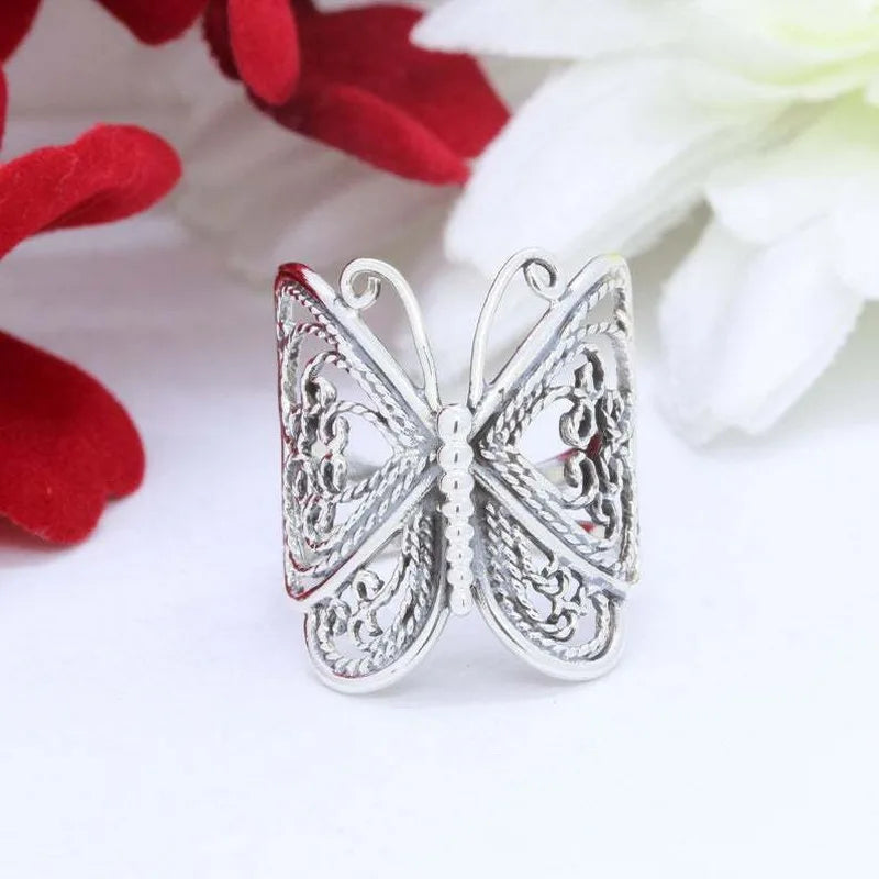 Wrap Style Butterfly Gold/Silver Tone Filigree Band Rings Large Jewelry for Women Vintage Animal Accessories Кольцо