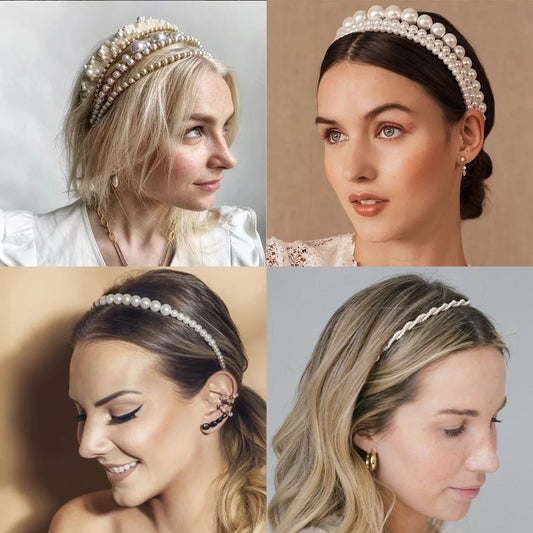 Yobest Fashion 2024 New Elegant Full Pearls Hairbands for Women Sweet Headband Hair Bundle Lady Hair Hoops Accessories